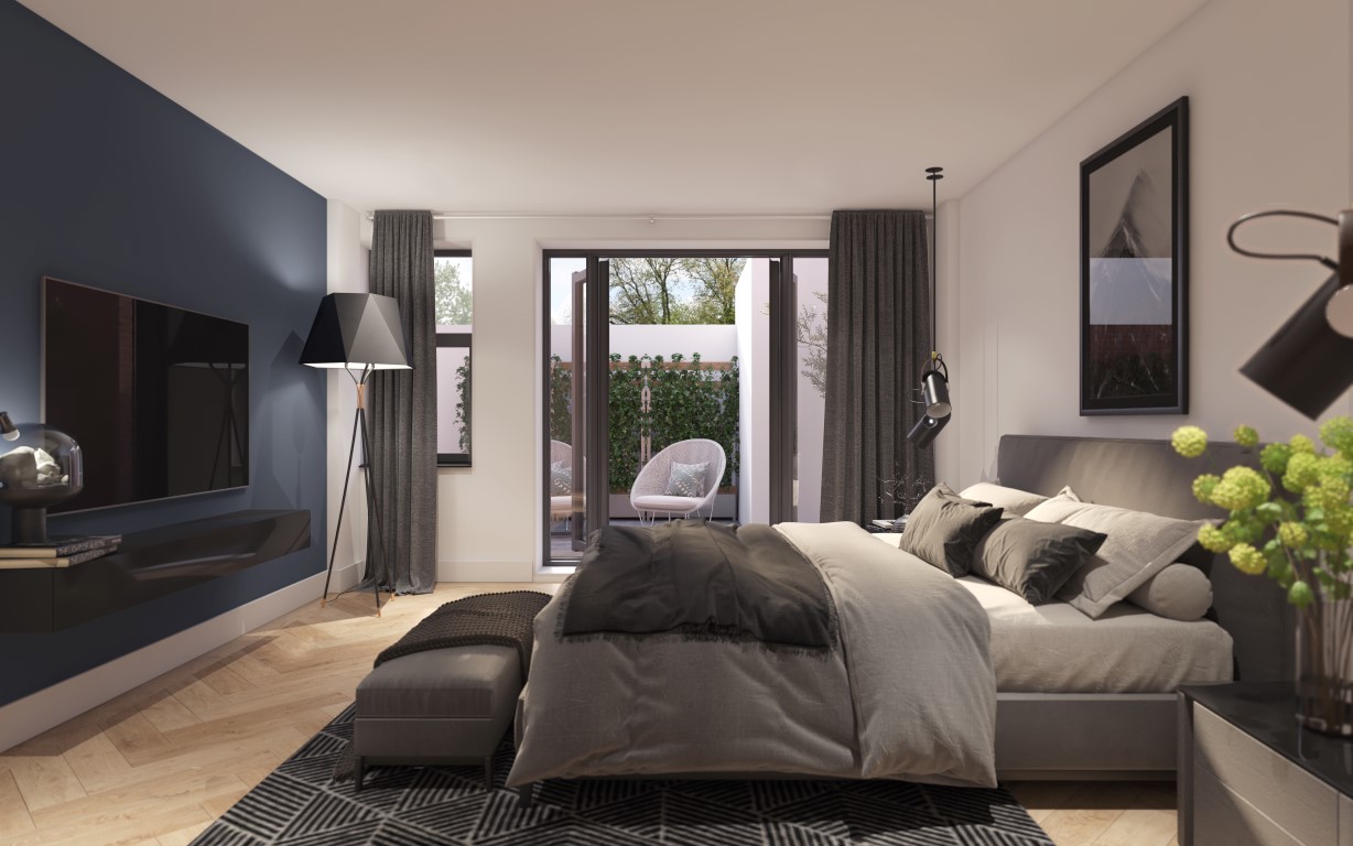 Slaapkamer met toegang tot een terras